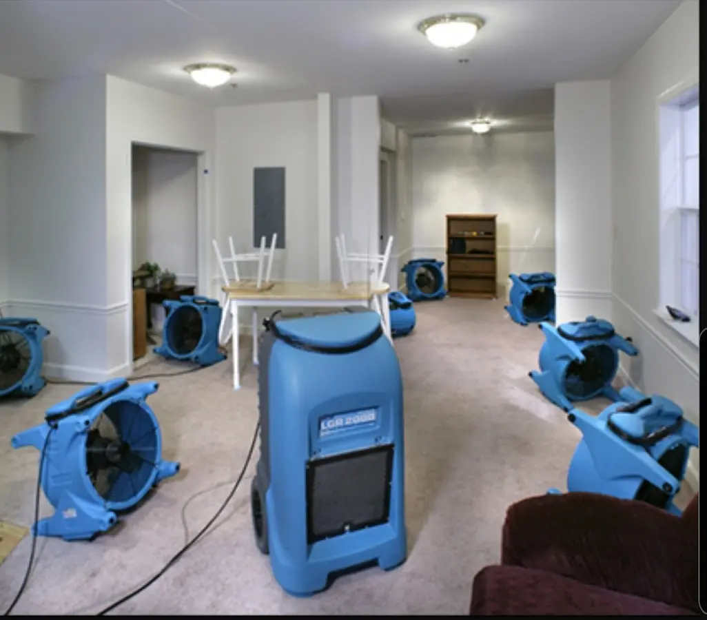 Air movers and dehumidifier setup for Water Extraction & Removal in Severna Park
